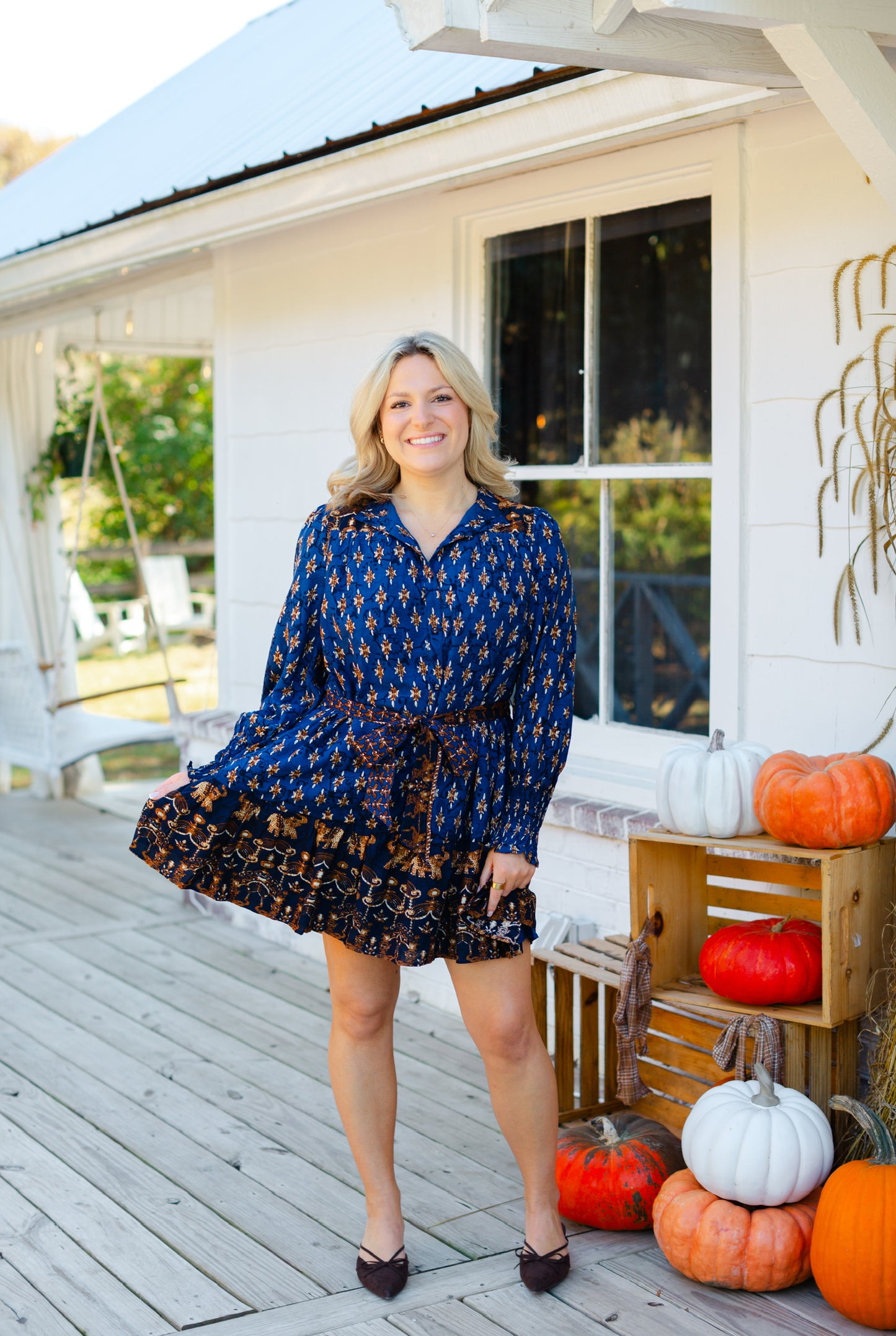 Navy Belted Mini Dress