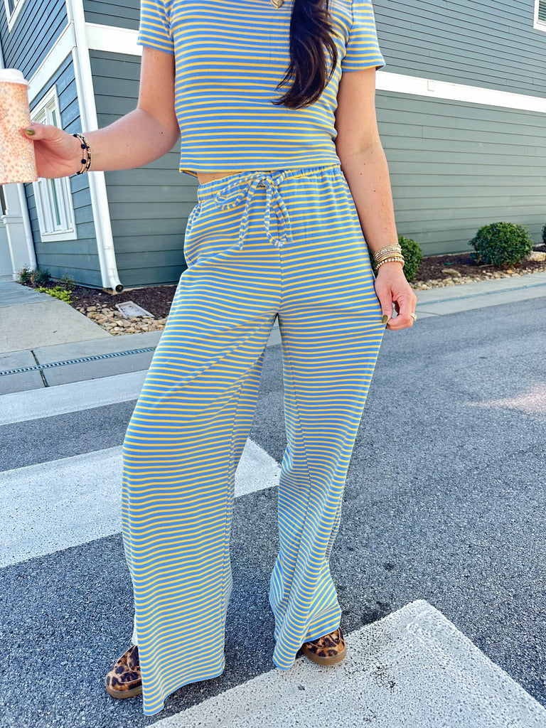Blue & Yellow Striped Matching Lounge Set