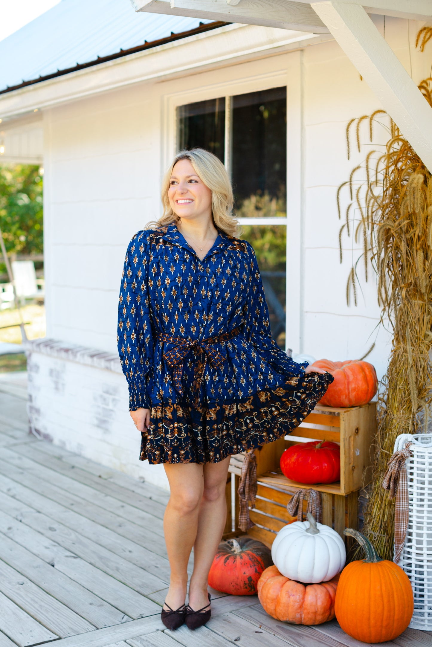 Navy Belted Mini Dress