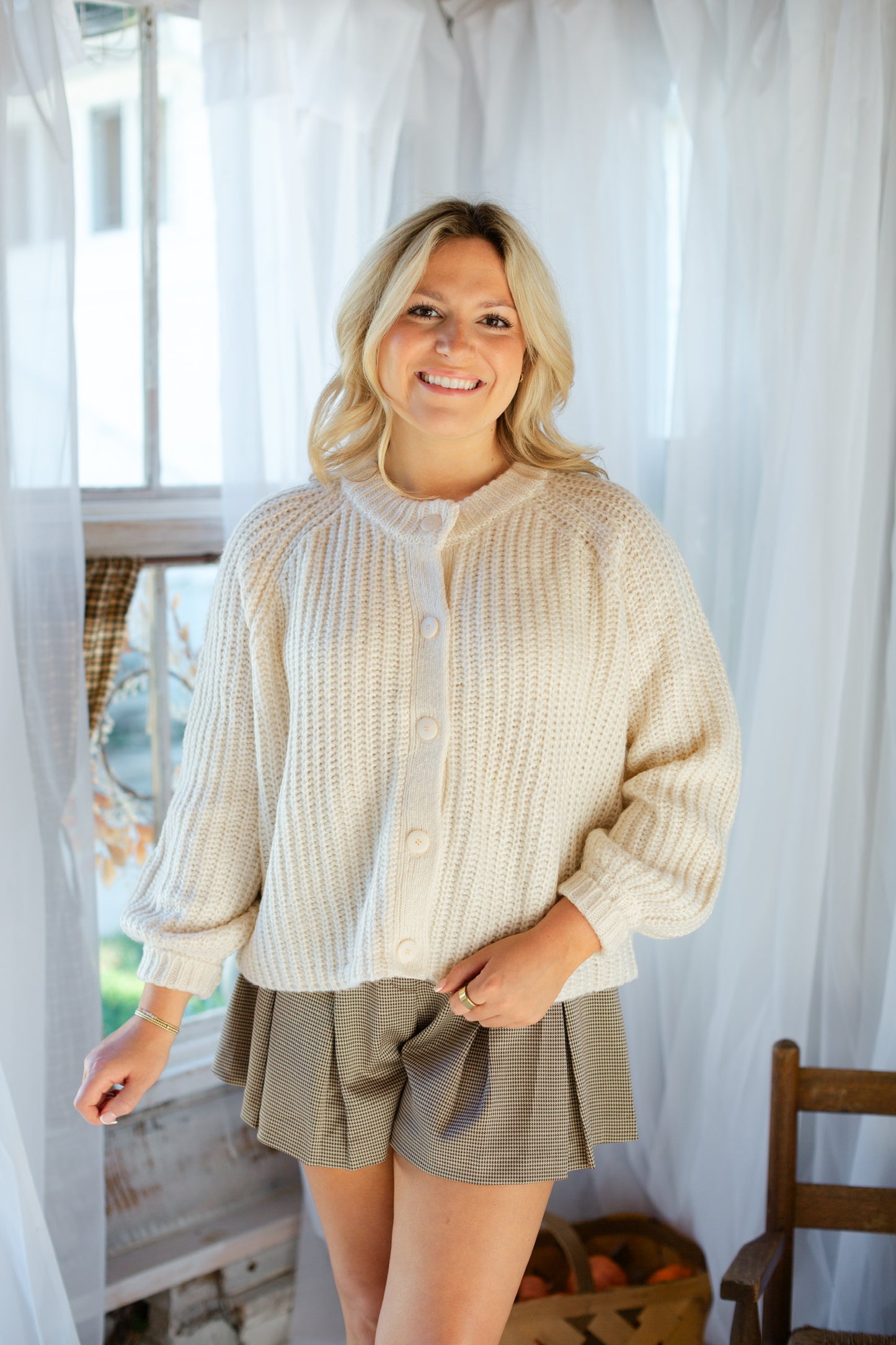 Cream Button Up Cardigan