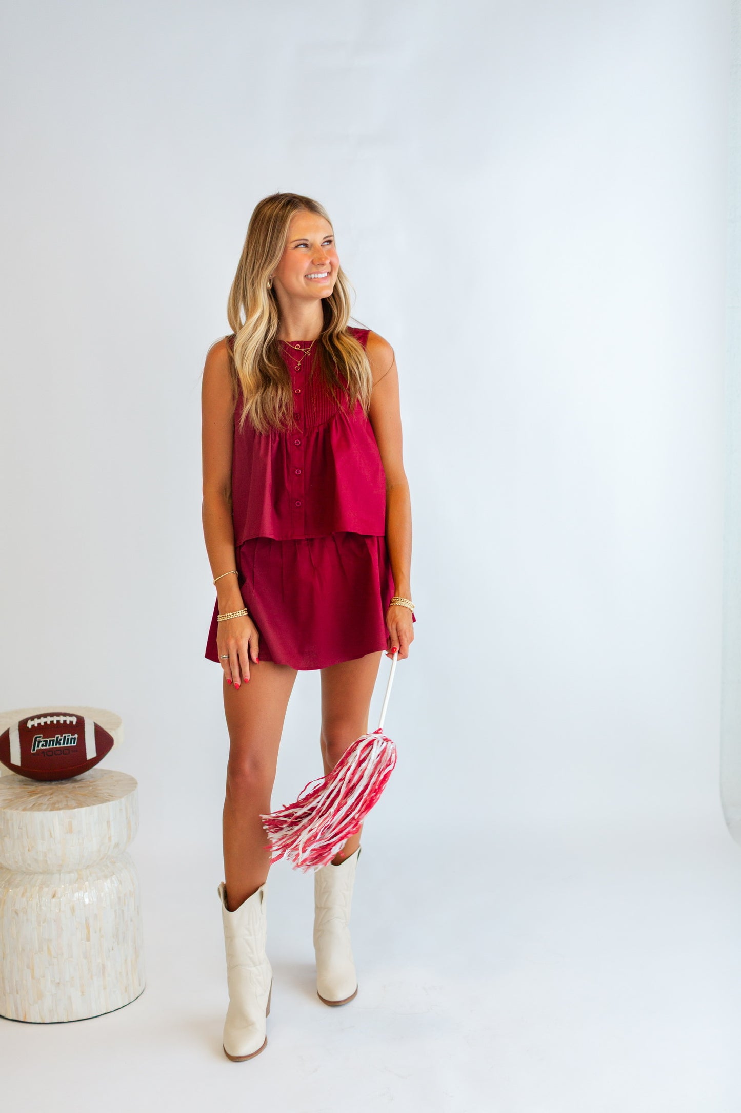 Maroon Matching Mini Skirt Set