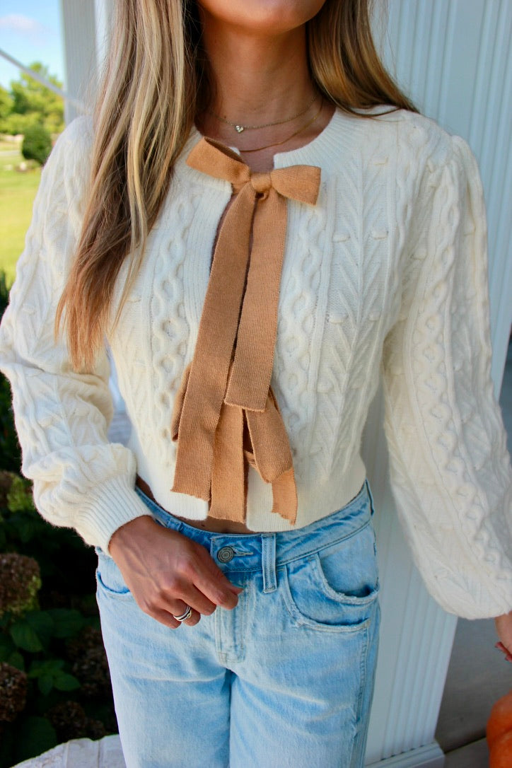 Cream Bow Sweater