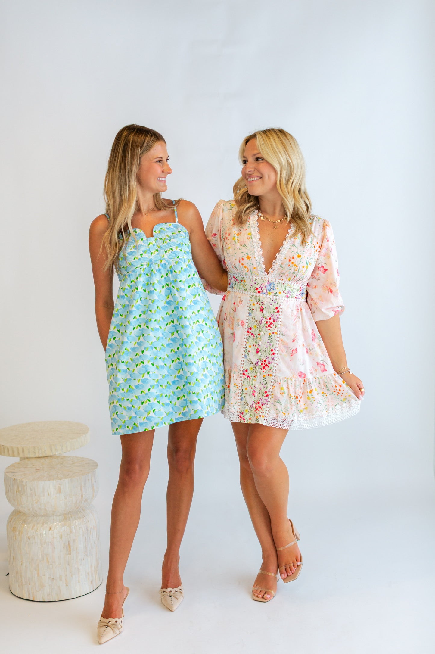 Blue & Green Floral Mini Dress