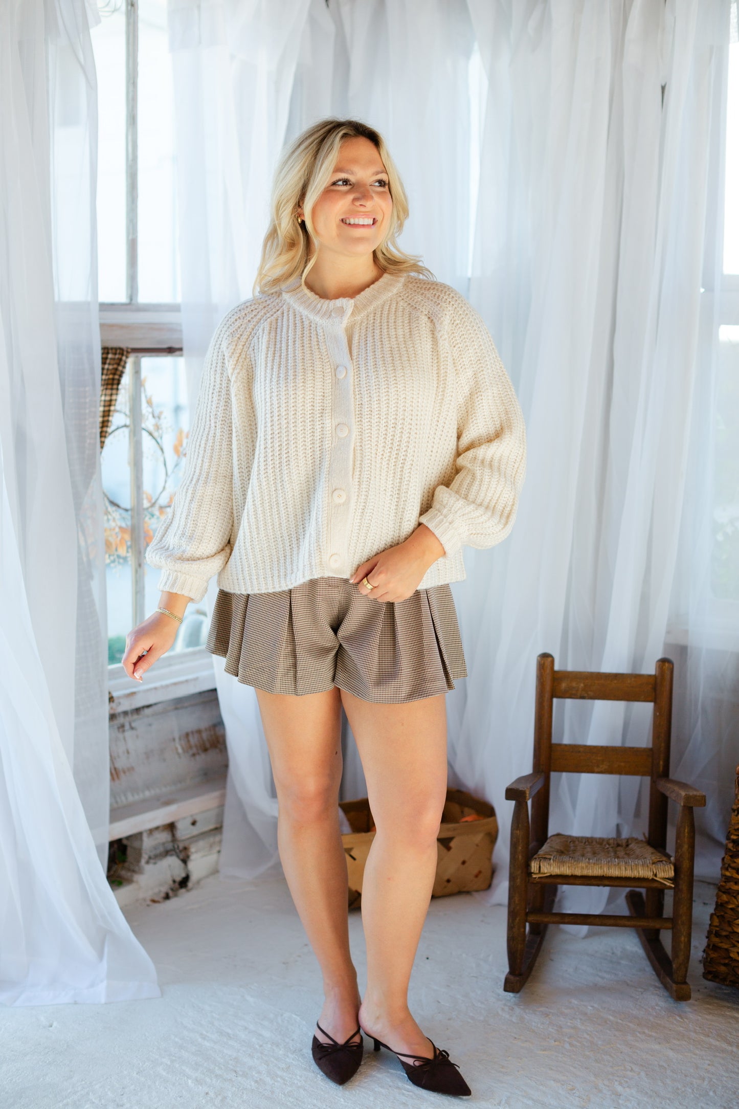 Cream Button Up Cardigan