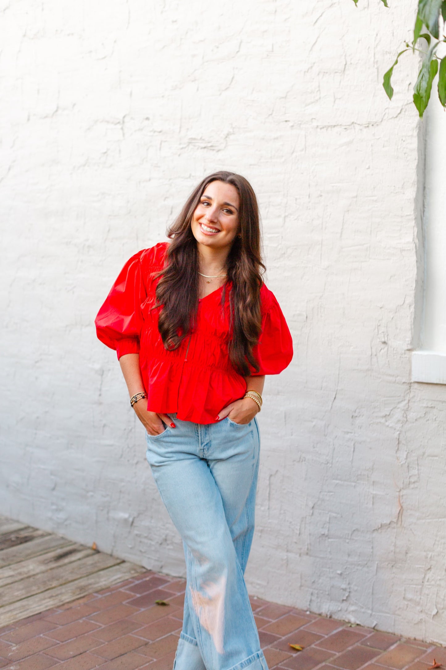 Red Puff Sleeve Top