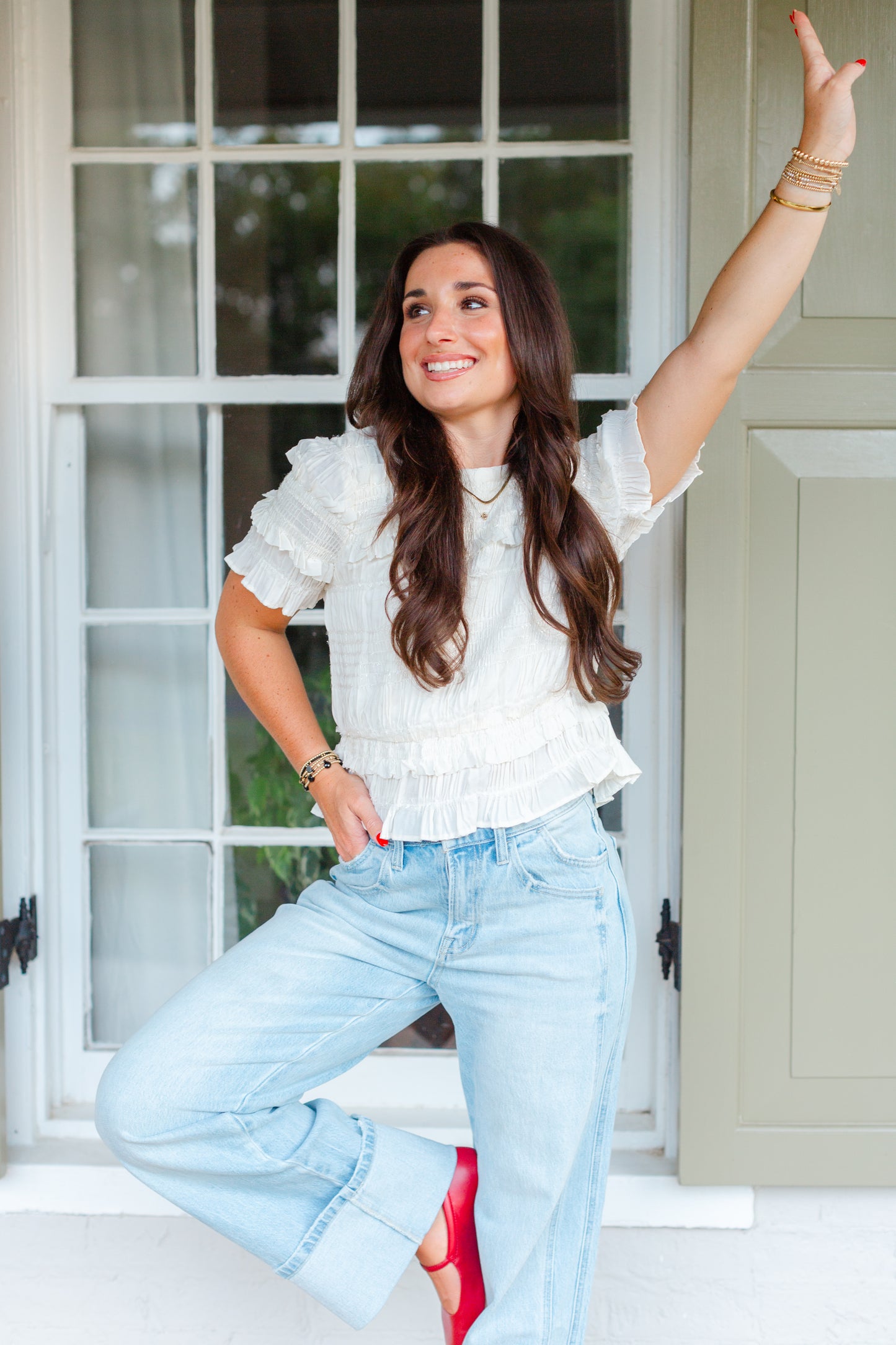 High Rise Cuffed Denim Jeans