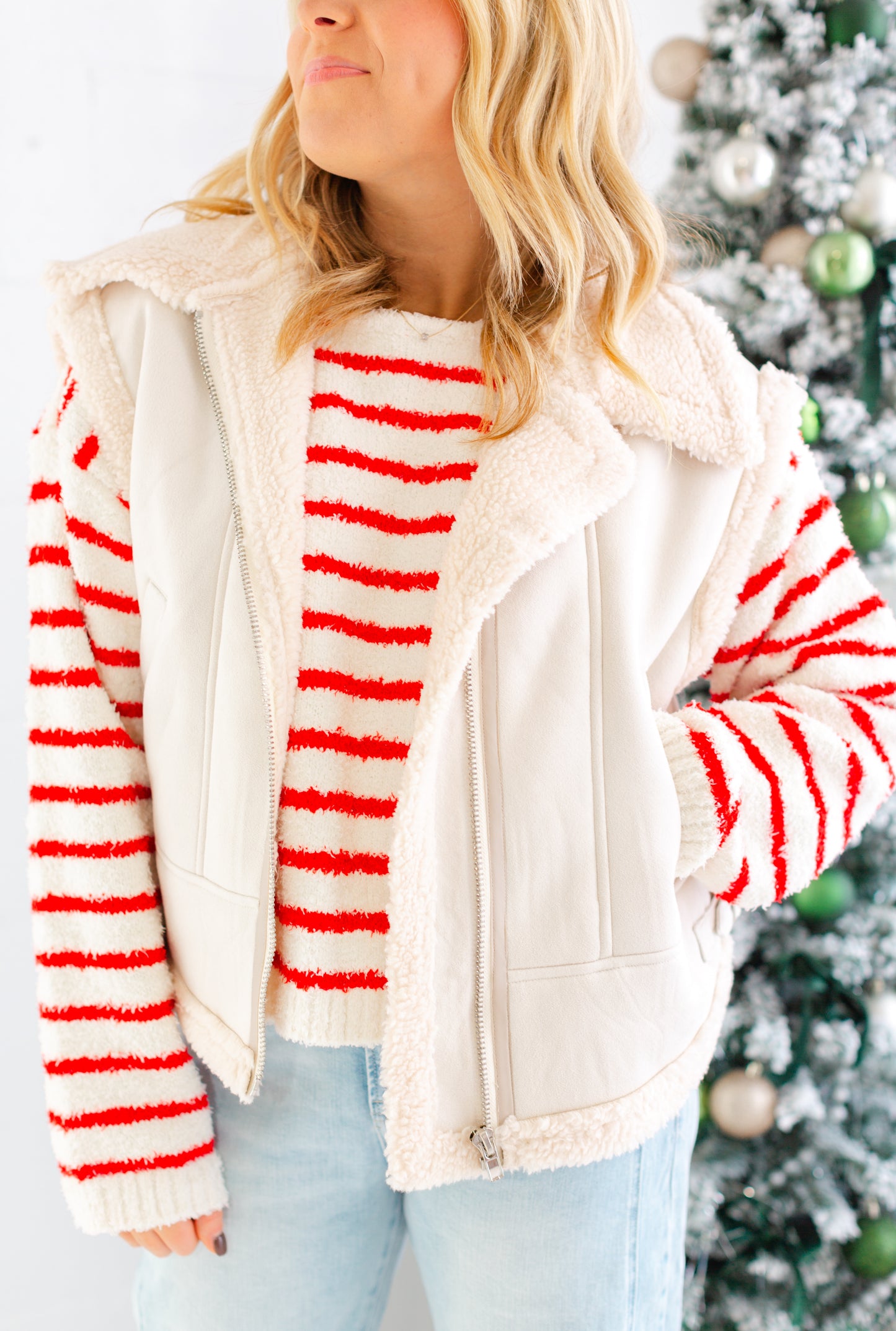 Cream Sherpa Lined Vest