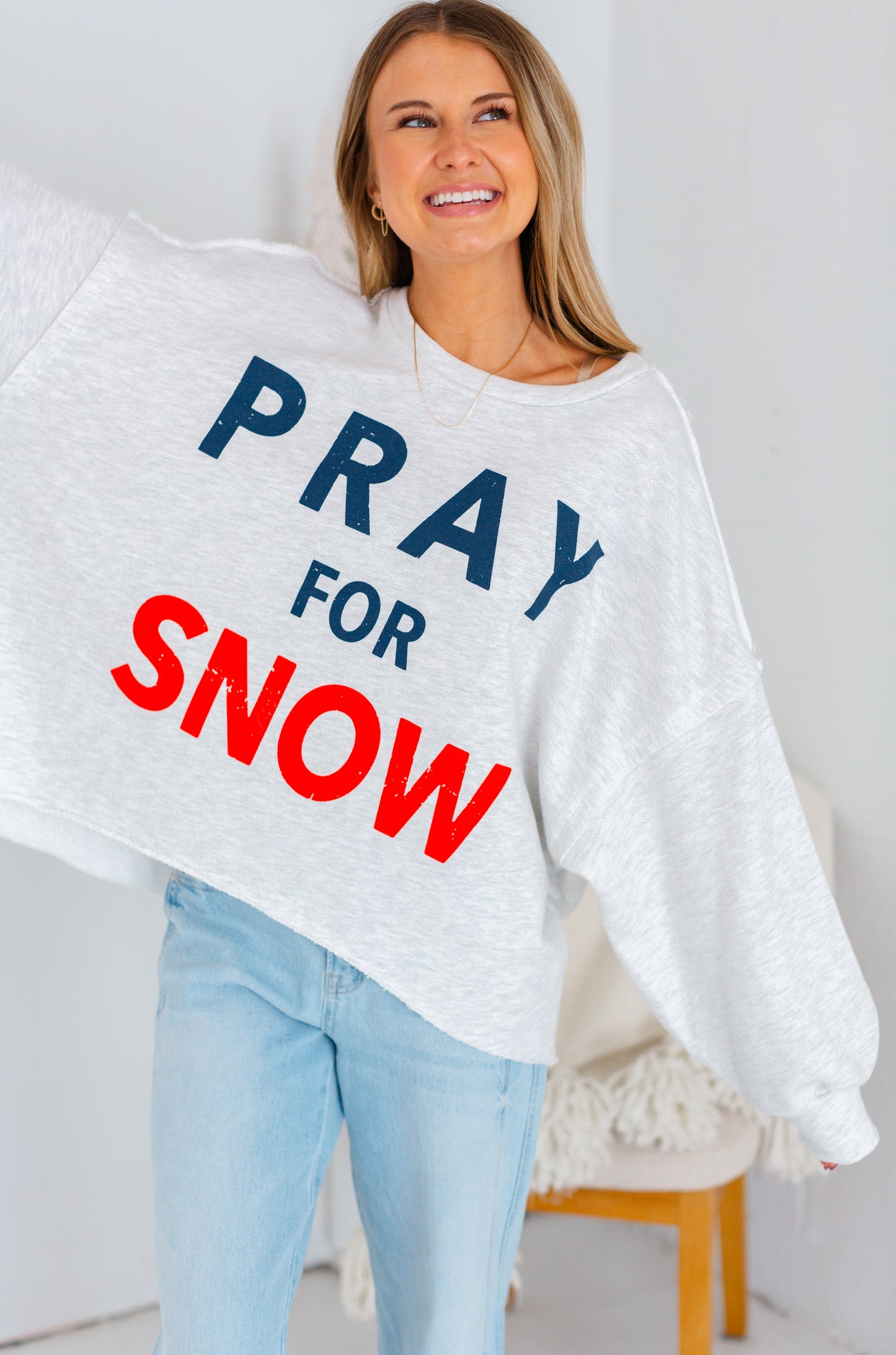 Ash Grey Pray for Snow Sweatshirt