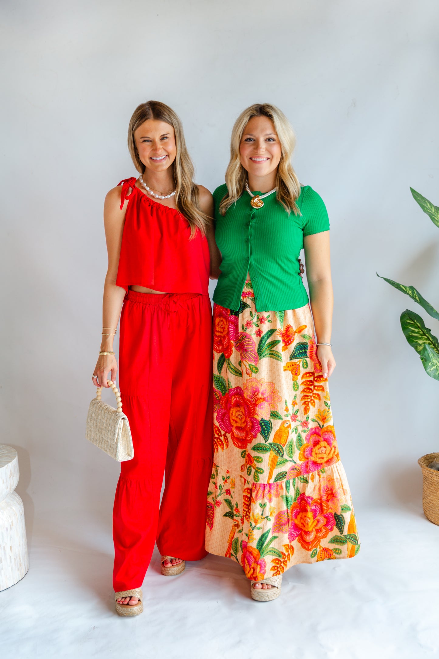 Red Linen Matching Set