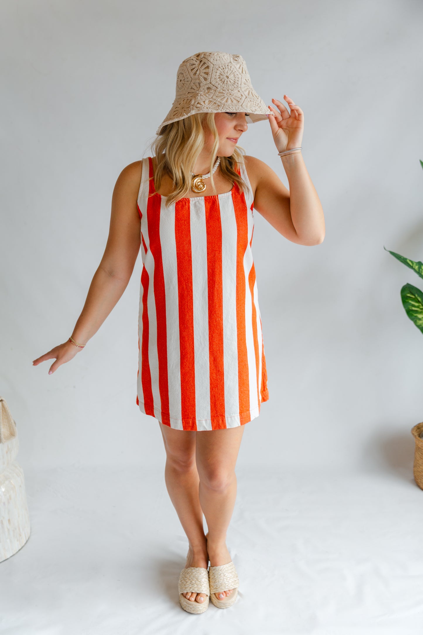Orange Striped Mini Dress