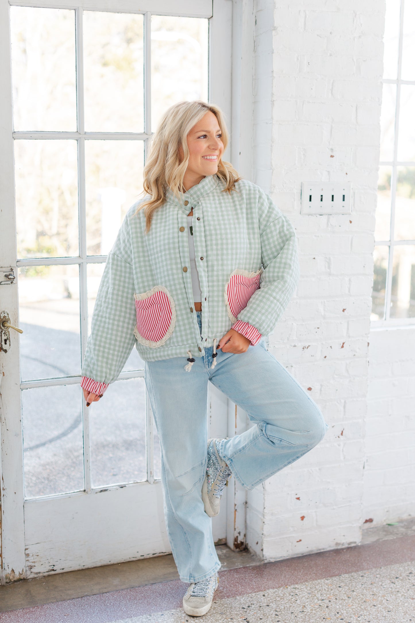 Mint Gingham Heart Jacket
