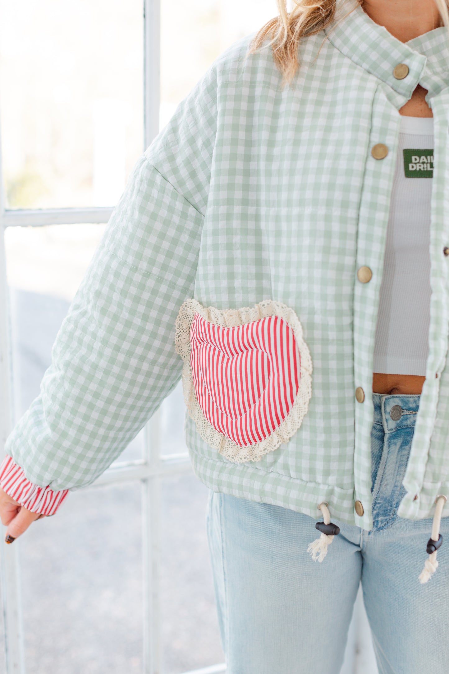 Mint Gingham Heart Jacket