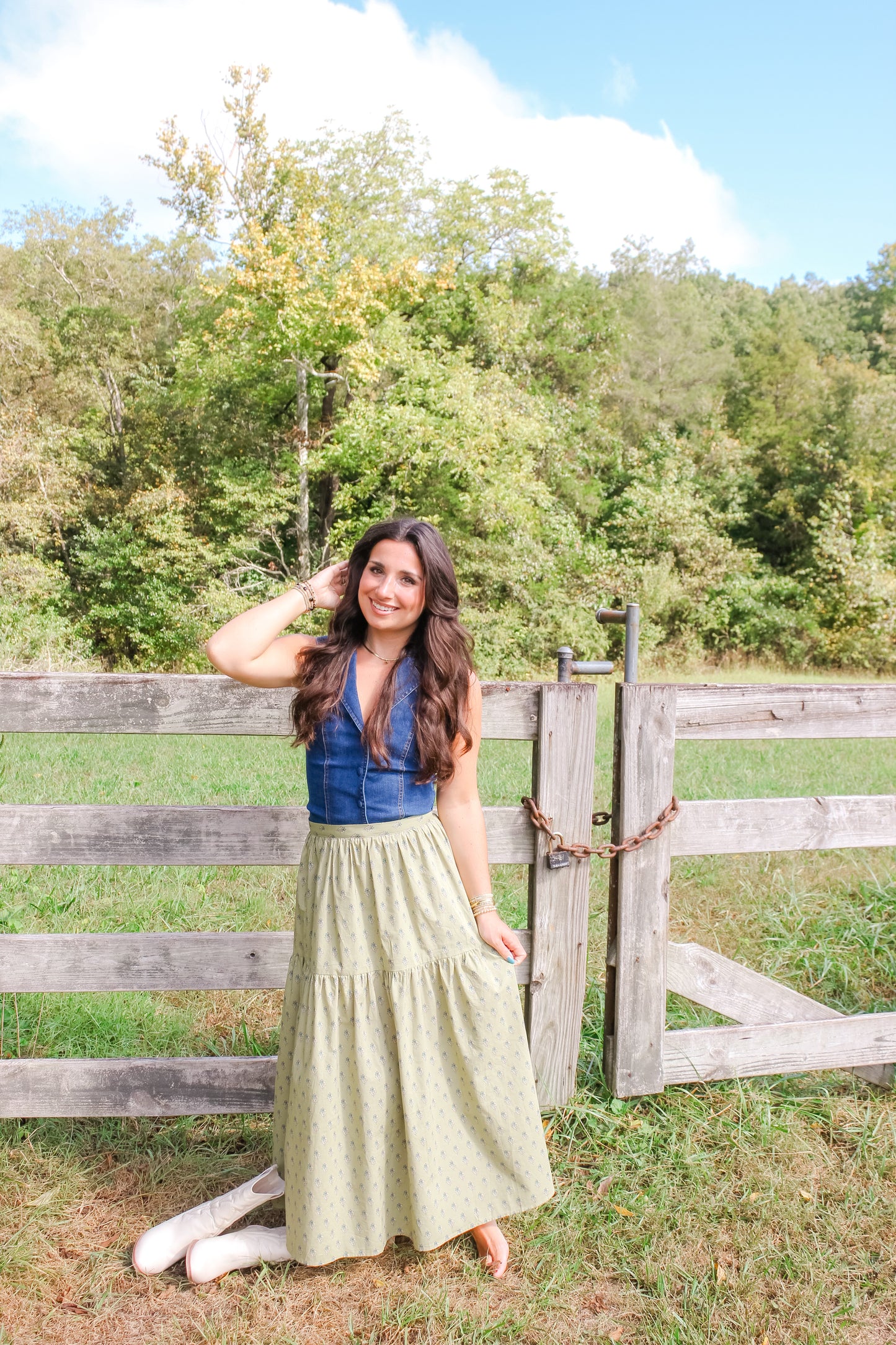 Denim V Neck Bodysuit