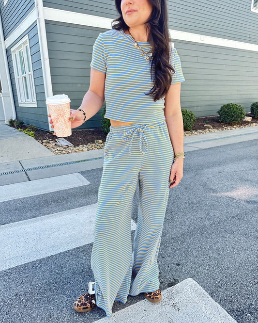 Blue & Yellow Striped Matching Lounge Set
