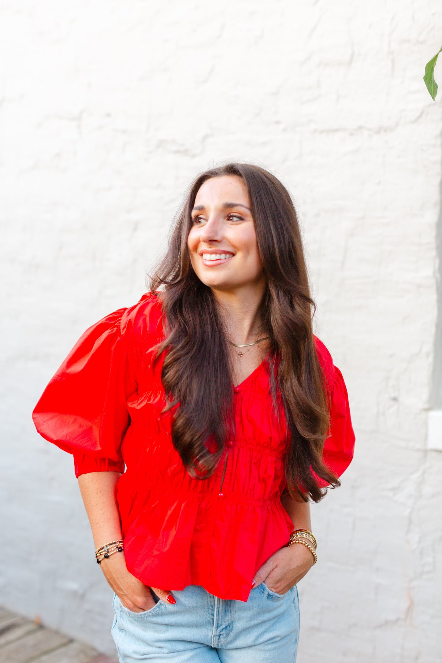 Red Puff Sleeve Top