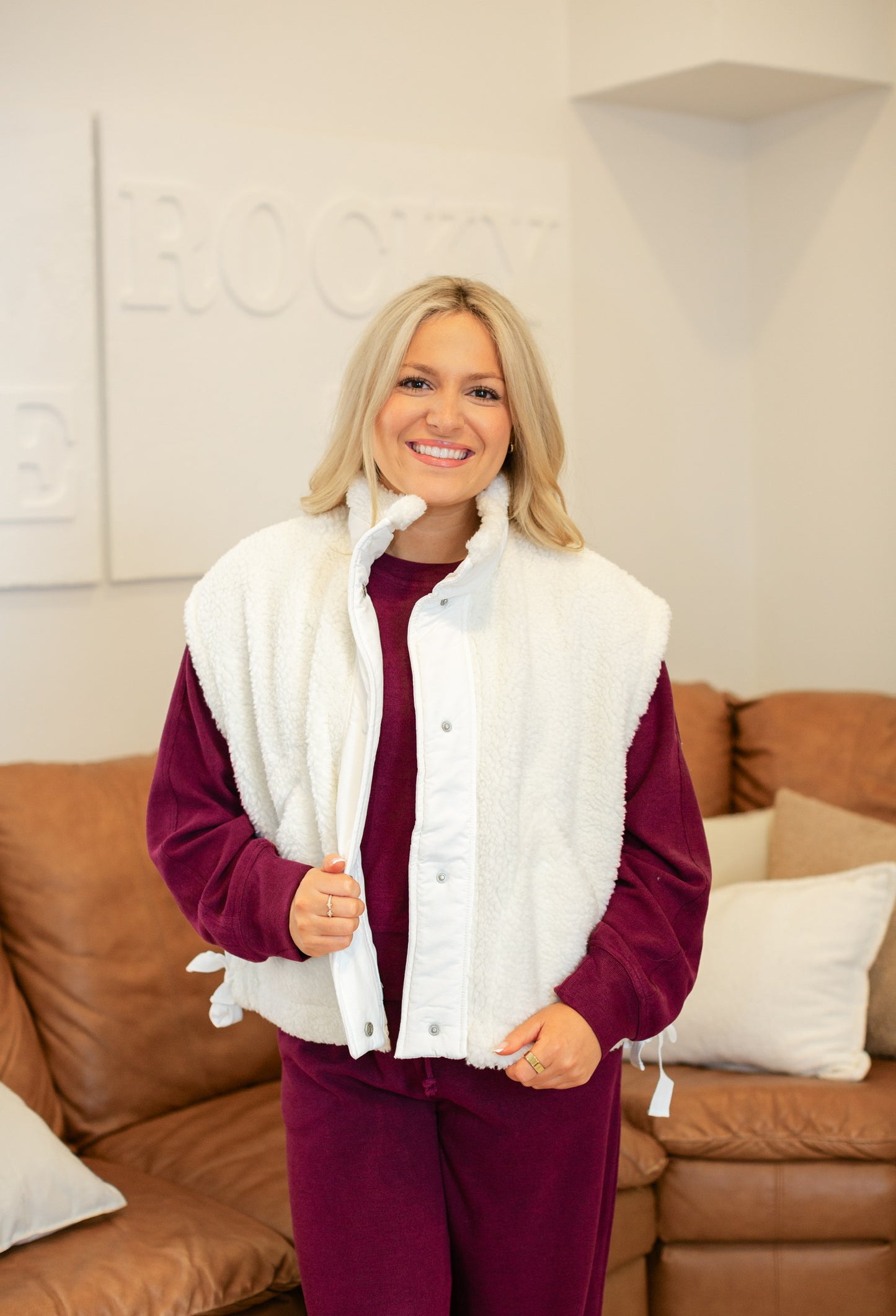 Cream Oversized Fleece Vest