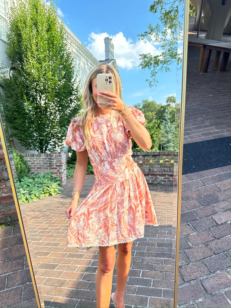 Taupe Paisley Mini Dress