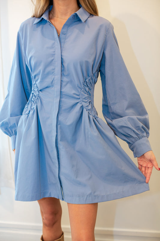Dusty Blue Shirt Mini Dress