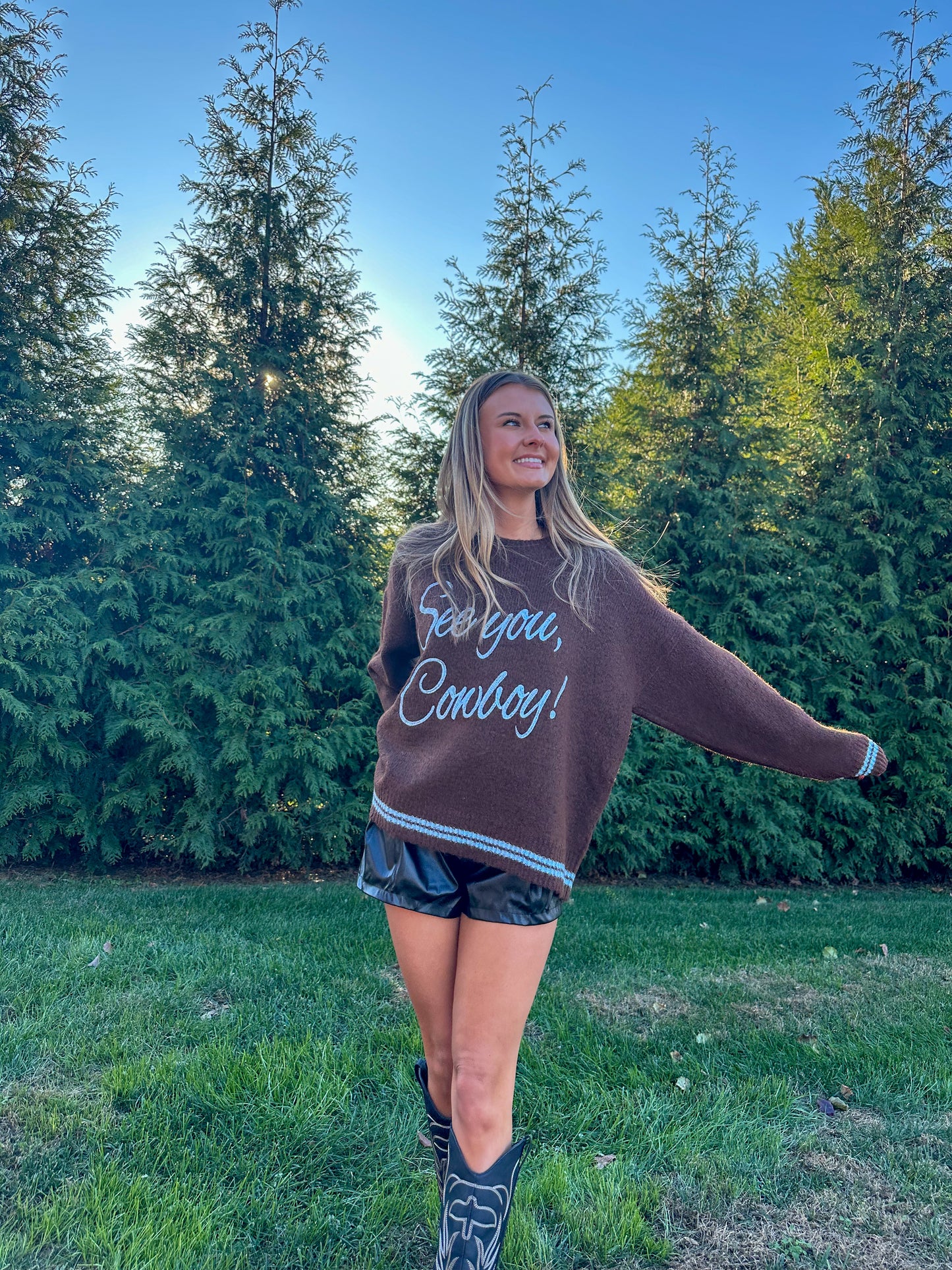 Chocolate See You Cowboy Sweater