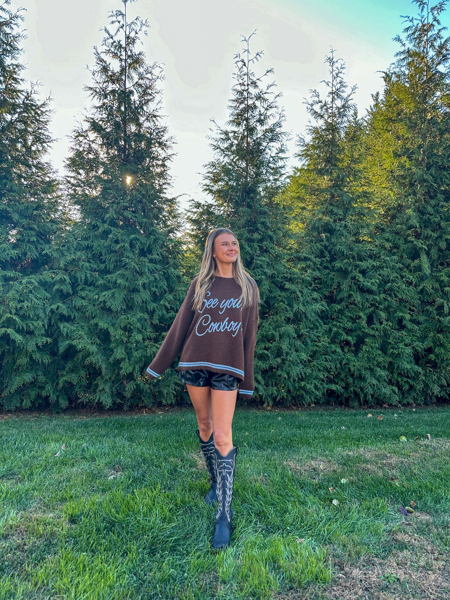 Chocolate See You Cowboy Sweater