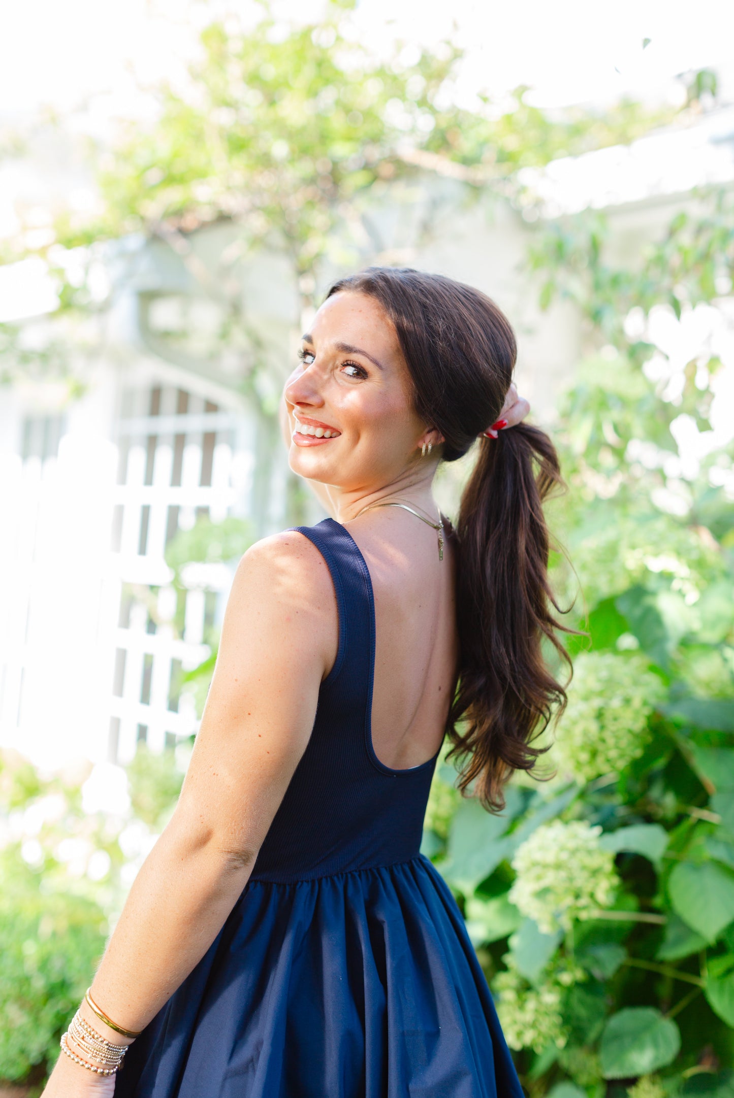 Navy Balloon Skirt Mini Dress