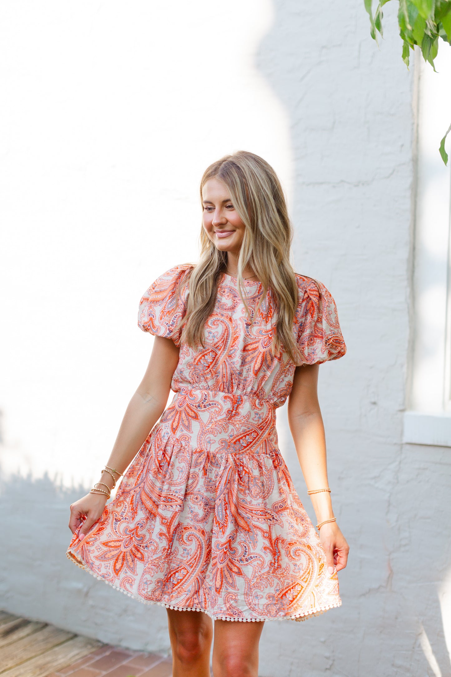 Taupe Paisley Mini Dress