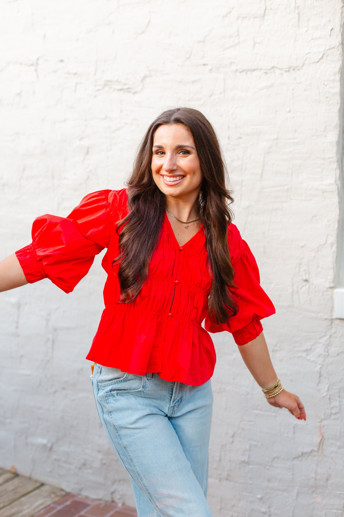 Red Puff Sleeve Top