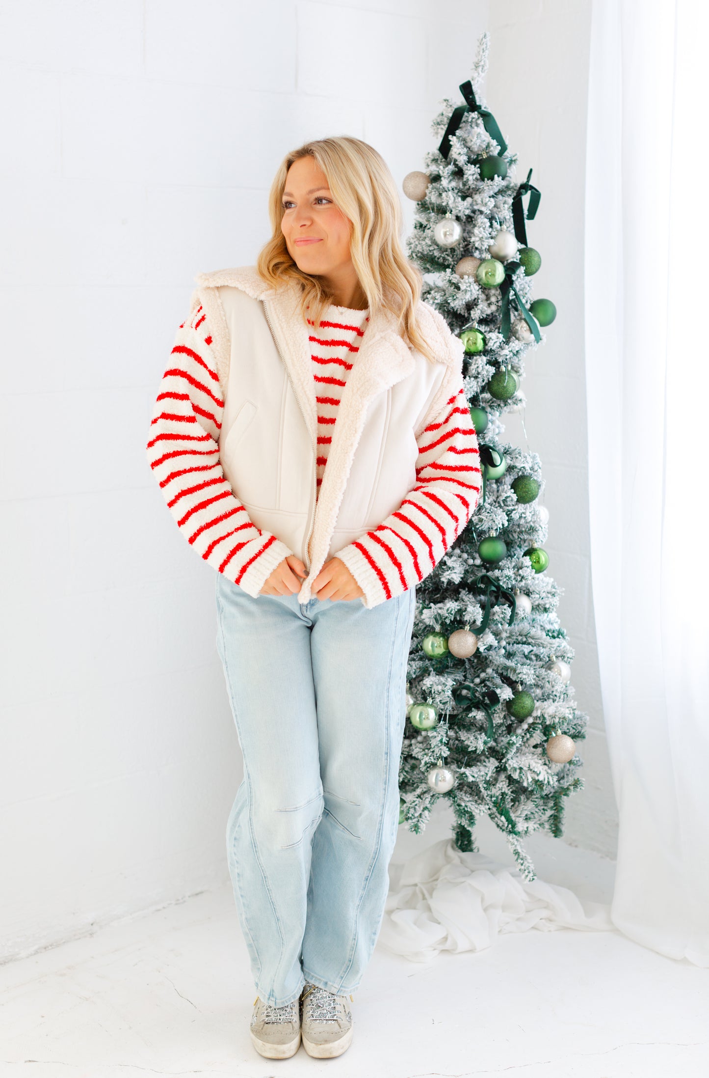 Red Striped Knit Sweater