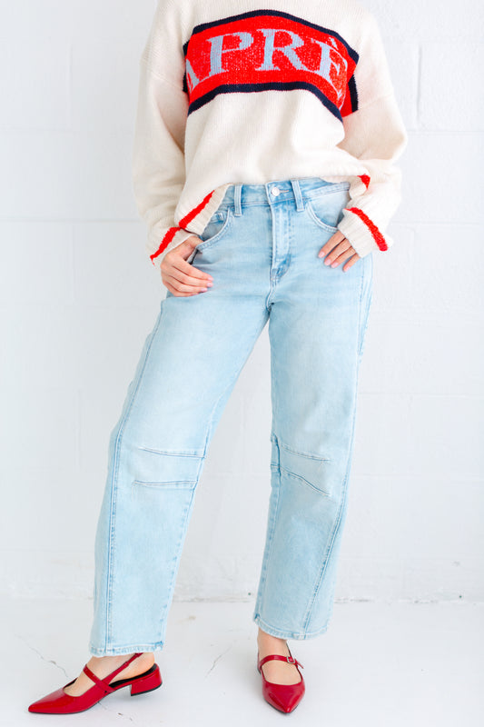 High Rise Barrel Denim Jeans