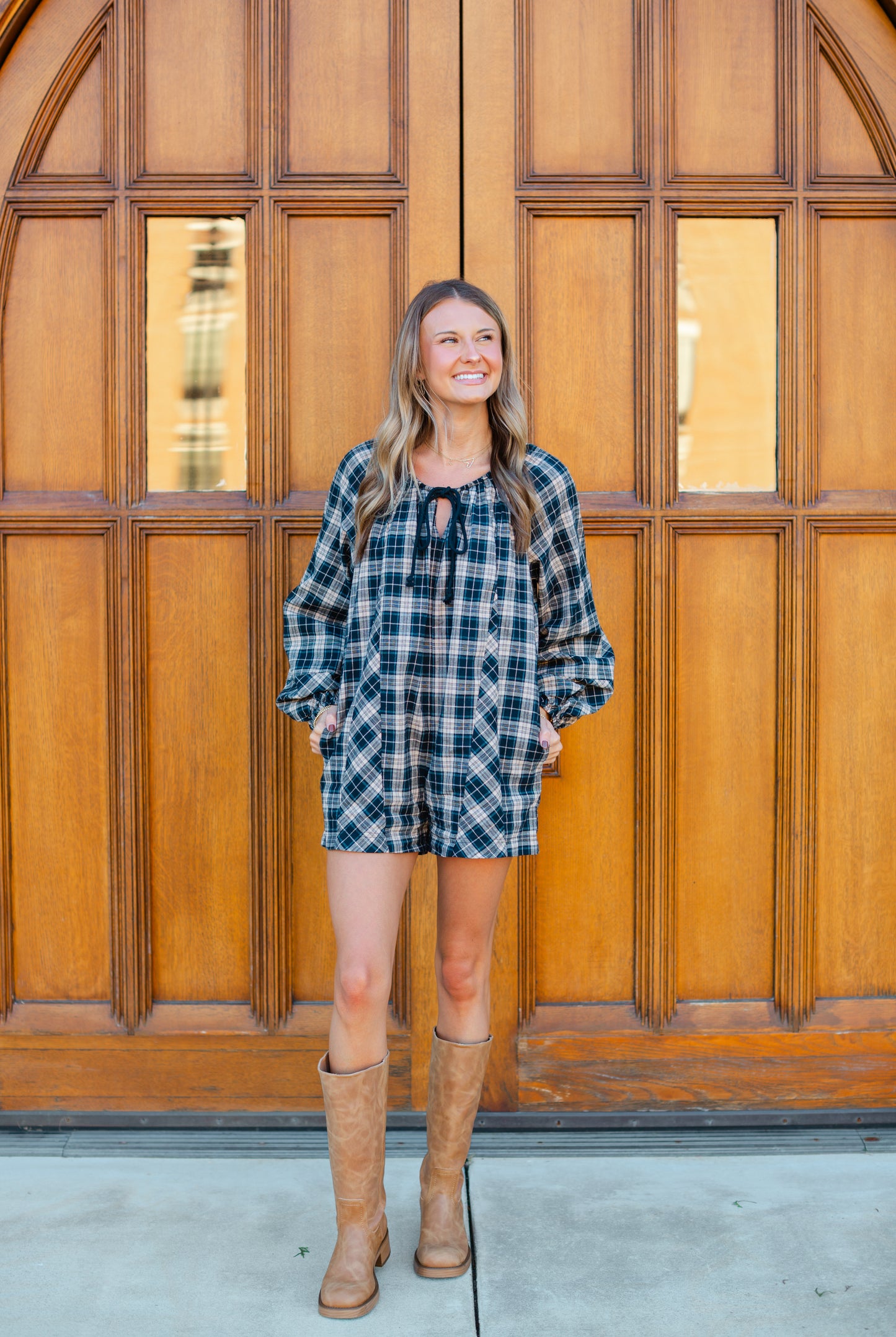 Black Gingham Printed Romper