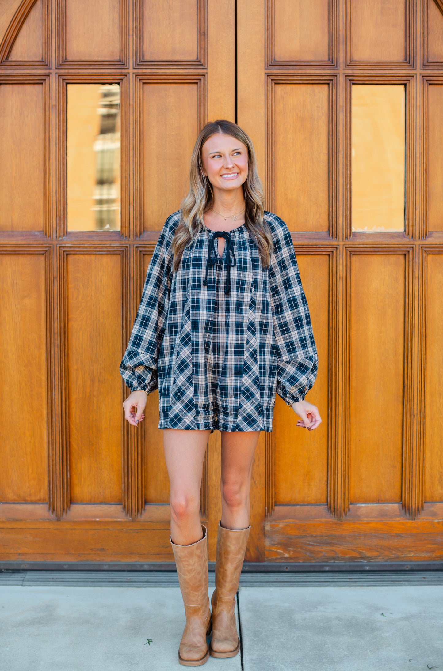 Black Gingham Printed Romper
