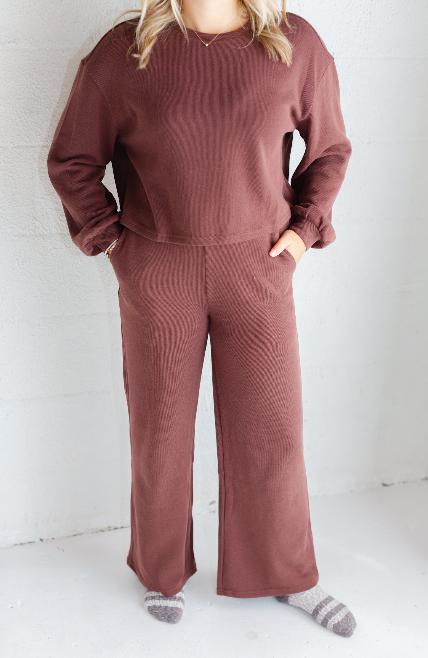 Brown Knit Lounge Set