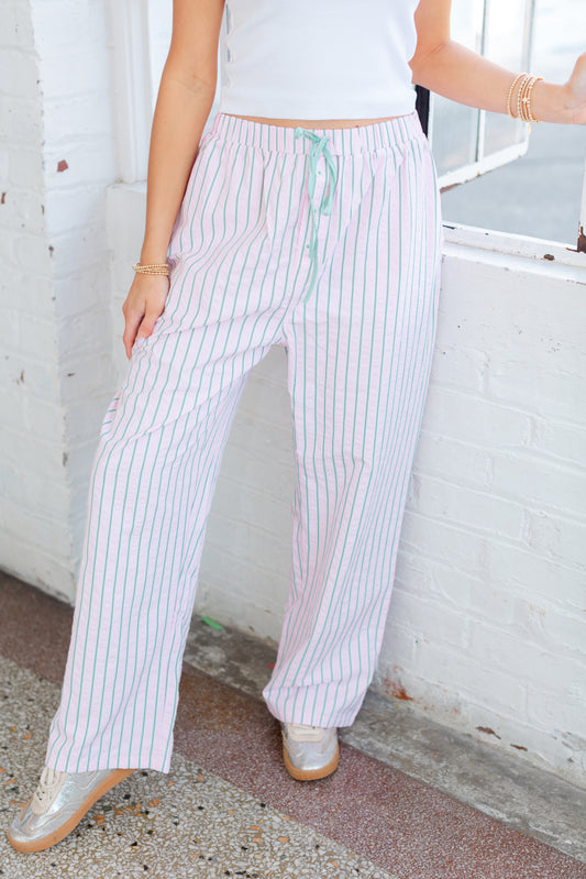 Pink and Green Striped Pants